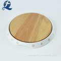 Customized Round Ceramic Plate With Wooden Dish